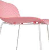 Tabouret de snack mi-hauteur 'Steel Mini' rose pieds tréteaux repose pieds métal blanc dossier bas