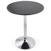 Table de bar haute design ronde 'Twiny' mange debout en bois noir avec pied central en métal chromé