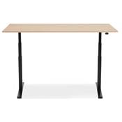 Bureau design assis-debout électrique 'SMALL SEMPLICE' en bois pieds en métal noir - 140 x 70 cm