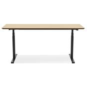 Bureau design assis-debout électrique 'TECH' en bois naturel pieds en métal noir - 180 x 90 cm