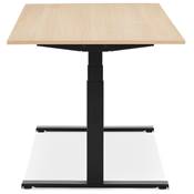Bureau design assis-debout électrique 'SEMPLICE' en bois naturel pieds en métal noir - 160 x 80 cm