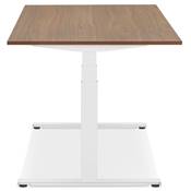 Bureau design assis-debout électrique 'SEMPLICE' en noyer pieds en métal blanc - 160 x 80 cm