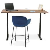 Bureau design assis-debout électrique 'SMALL SEMPLICE' noyer pieds en métal noir - 140 x 70 cm