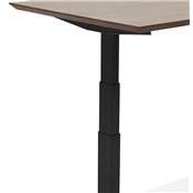 Bureau design assis-debout électrique 'SMALL TECH' en noyer pieds en métal noir - 150 x 70 cm