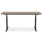 Bureau design assis-debout électrique 'TECH' en noyer pieds en métal noir - 180 x 90 cm
