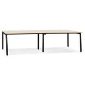 Double bureau bench / table de réunion 'INCONTRO DUE' en bois pieds en métal noir - 280 x 140 cm
