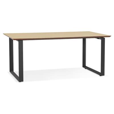 Bureau droit design 'SMART' plateau en bois naturel avec pieds en métal noir - 180 x 90 cm