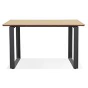 Bureau droit design 'SMART MINI' plateau en bois naturel avec pieds en métal noir - 130 x 70 cm