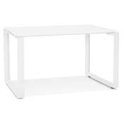 Petit bureau droit design 'GLASS MEET MINI' en verre blanc pieds en métal blanc - 120 x 60 cm