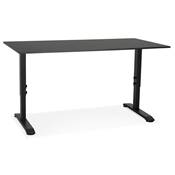 Bureau droit réglable en hauteur design 'MODULARE' noir en bois pieds en métal noir - 160 x 80 cm