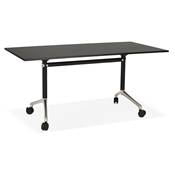 Bureau droit / table de travail pliante design 'ARCHI' noir en bois pieds métal noir - 160 x 80 cm