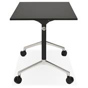 Bureau droit / table travail pliante design 'ARCHI MINI' bois noir pieds métal noir - 140 x 70 cm