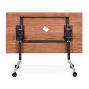 Bureau droit / table de travail pliante design 'ARCHI MINI' noyer pieds métal noir - 140 x 70 cm