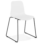 Chaise de cuisine / salle à manger design 'Style Black' blanche avec pieds tréteaux en métal noir