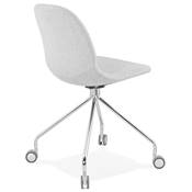 Chaise de bureau à roulettes design 'Hjül' en tissu gris clair avec pied en métal chromé