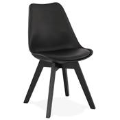 Chaise design 'Blackstad' noire avec 4 pieds en bois noir