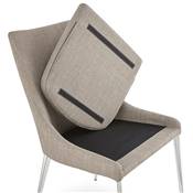 Chaise 'Nelson' en tissu gris coussin rembourré 4 pieds chromé