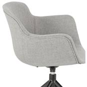 Chaise design à accoudoirs 'TICKY' en tissu gris clair avec 4 pied en métal noir