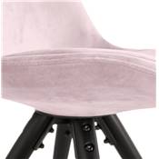 Chaise design style baroque 'MODENA' en velours rose avec 4 pieds en bois noir et métal brossé doré