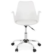 Chaise de bureau à roulettes design à accoudoirs 'KUTE' blanche pieds en métal chromé