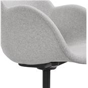 Chaise de bureau à accoudoirs design à roulettes dossier bas 'MINISTRY' tissu gris pieds métal noir