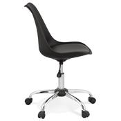 Chaise de bureau à roulettes design 'TULIP' noire pieds en métal chromé