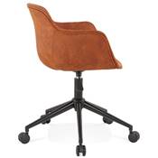 Chaise design de bureau à roulette 'SOFT' en microfibre marron avec 5 pieds en métal noir