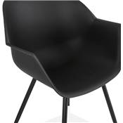 Chaise style industriel design à accoudoirs 'EXPO' noire avec 4 pieds en métal blanc