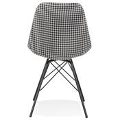 Chaise design 'GORD' en tissu pied de poule et 4 pieds avec croisillons en métal noir