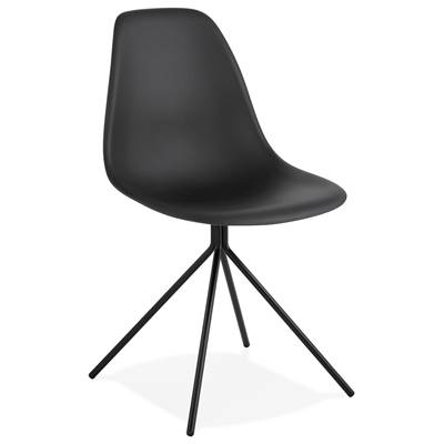 Chaise design style industriel 'PERRY' noire avec 4 pieds en métal noir