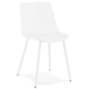 Chaise design moderne 'SILDE' blanche avec 4 pieds en métal blanc
