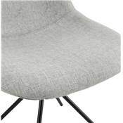 Chaise design style industriel 'PERRY' en tissu gris clair avec 4 pieds en métal noir