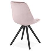 Chaise vintage 'BLACK FIRENZA' en velours rose et 4 pieds en bois noir