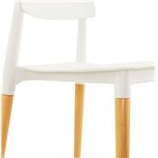 Chaise design de style scandinave 'MIDDAG' blanche avec 4 pieds en bois naturel