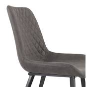 Chaise design style vintage 'HERTIG' en microfibre gaufrée grise et 4 pieds en métal noir