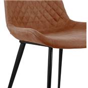 Chaise design style vintage 'HERTIG' en microfibre gaufrée marron et 4 pieds en métal noir