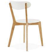 Chaise scandinave 'Gävle' blanche avec 4 pieds en bois massif