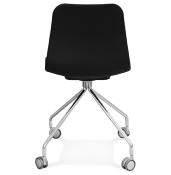 Chaise de bureau à roulettes design 'Hjül' noire avec pied en métal chromé