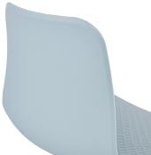 Chaise design 'Sländak White' bleue avec 4 pieds en métal blanc