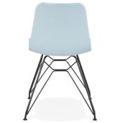 Chaise design 'Sländak Black' bleue avec 4 pieds en métal noir