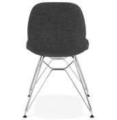 Chaise design 'Norsk Silver' en tissu gris avec 4 pieds en métal chromé