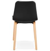 Chaise scandinave design 'Parkwood' noire avec 4 pieds en bois naturel