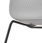 Chaise design empilable 'Style Black' grise pieds tréteaux en métal noir
