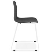 Chaise design empilable 'Style White' noire pieds tréteaux en métal blanc
