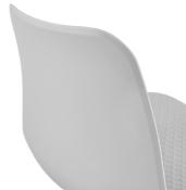 Chaise design empilable 'Style White' grise pieds tréteaux en métal blanc