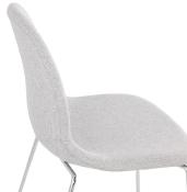 Chaise design empilable 'Teknik Silver' en tissu gris clair pieds tréteaux en métal chromé