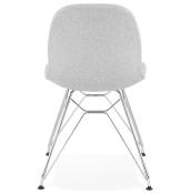 Chaise design 'Norsk Silver' en tissu gris clair 4 pieds en métal chromé