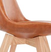 Chaise scandinave design 'Halmstad' marron avec 4 pieds en bois naturel