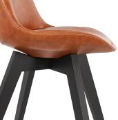 Chaise design 'Blackstad' marron avec 4 pieds en bois noir