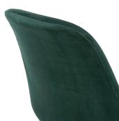 Chaise design 'Black Firenza' en velours vert avec 4 pieds en bois noir